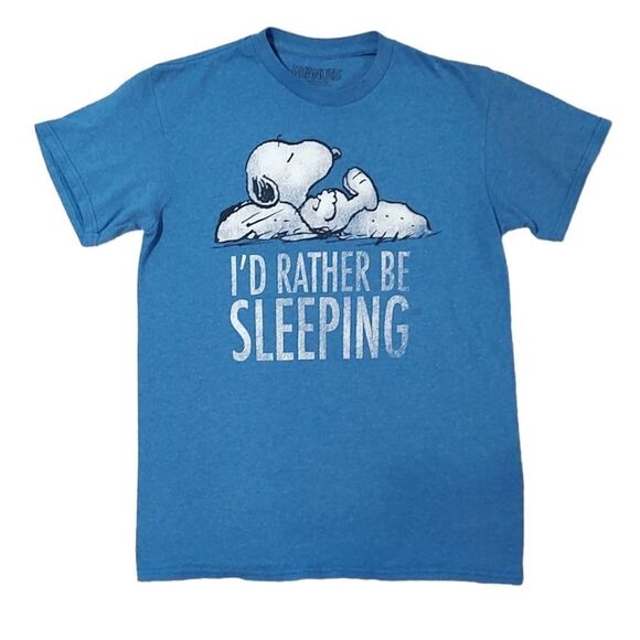 Peanuts Snoppy Sleeping Short Sleeve Graphic Tee Small - Picture 1 of 3